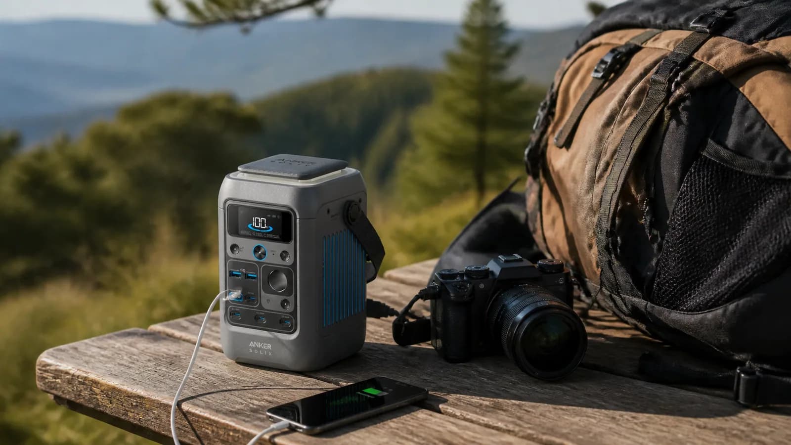 Anker SOLIX C300 en una salida al aire libre