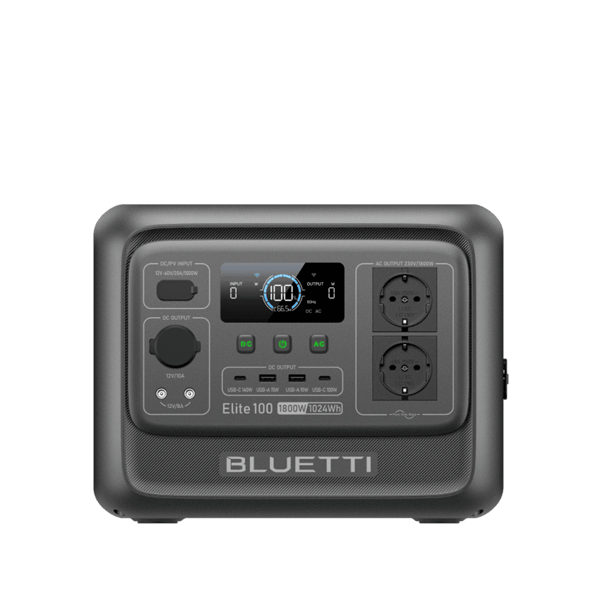 BLUETTI Elite 100 V2 vista frontal sobre fondo transparente