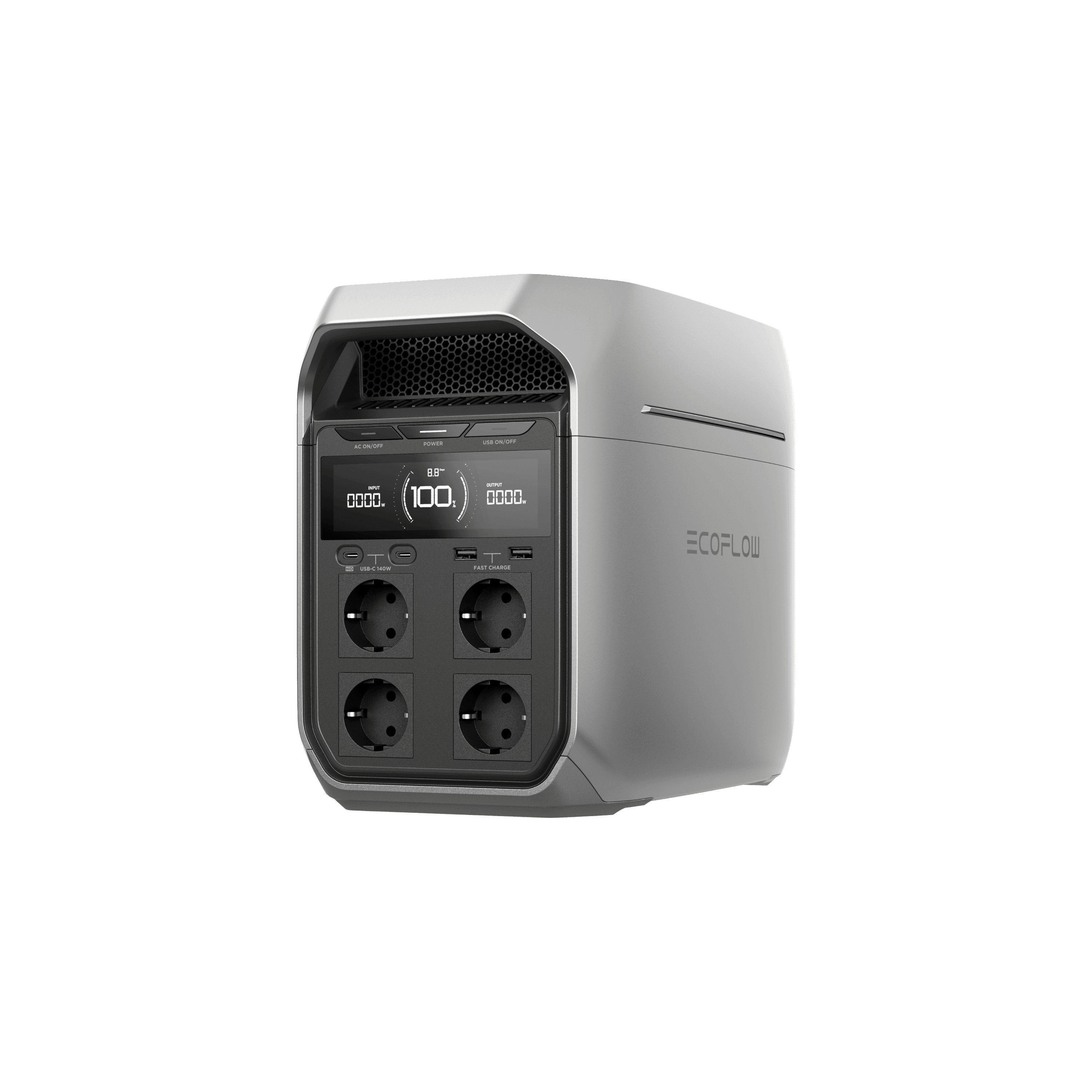 EcoFlow DELTA 3 Plus vista frontal sobre fondo transparente