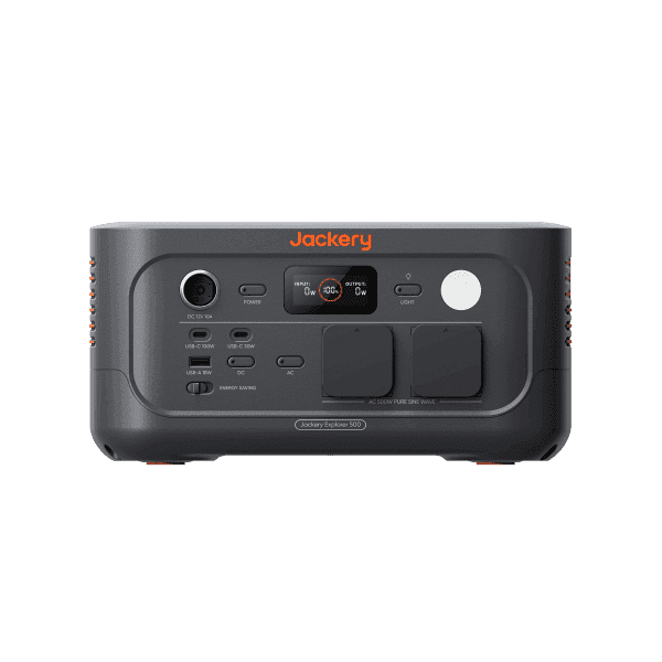 Jackery Explorer 500 v2 vista frontal sobre fondo transparente