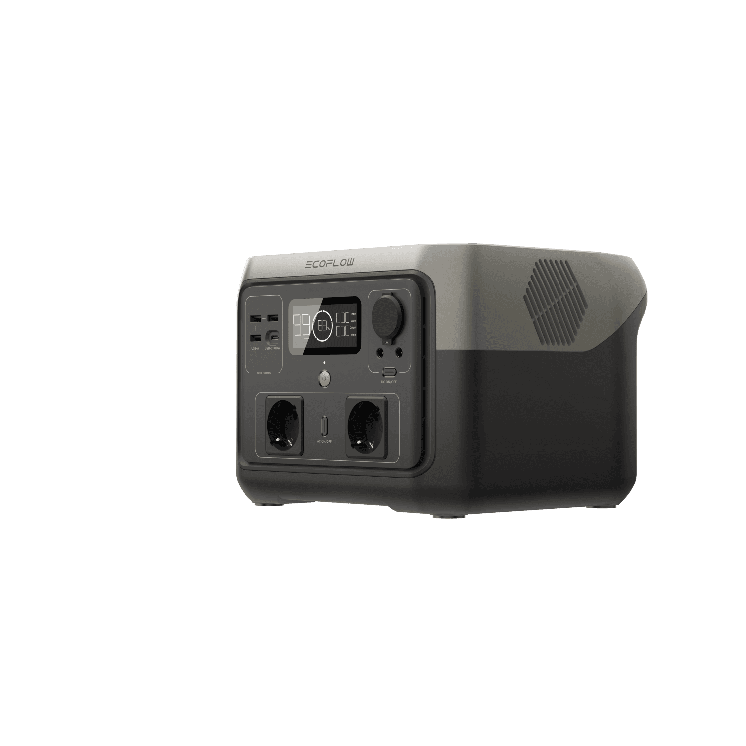 EcoFlow RIVER 2 Max vista frontal sobre fondo transparente